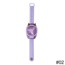 Load image into Gallery viewer, Portable Kids Wrist Fan Mini Watch Fan Ventilator LED Light Rechargeable Cute Cat Air Cooling Sports Fans Children Gift