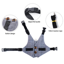 Load image into Gallery viewer, Multipurpose Rabbits Vest Gray Plaid Rabbit Harness and Leash Cotton Rabbit Collar Straps Pet Traction Rope for Bunny S/M/L