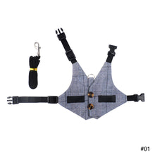 Load image into Gallery viewer, Multipurpose Rabbits Vest Gray Plaid Rabbit Harness and Leash Cotton Rabbit Collar Straps Pet Traction Rope for Bunny S/M/L