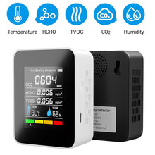 Load image into Gallery viewer, 5 IN 1 CO2 Meter CO2 Detector Multifunctional Thermohygrometer Home Intelligent Gas Analyzer Household Digital Air Pollution Monitor TVOC HCHO