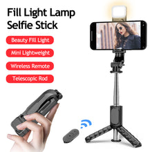 Load image into Gallery viewer, 3 in 1 Mini Fill Light Lamp Foldable Tripod Bluetooth Selfie Stick Wireless Remote Shutter Mobile Phone Holder For Android IOS