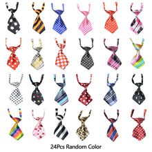 Load image into Gallery viewer, 12/24pcs/lot Adjustable Pet Dog Cat Striped Bow Tie Necktie Random Color Bowtie Collar For Small Medium Dogs Cats For Party Wedding