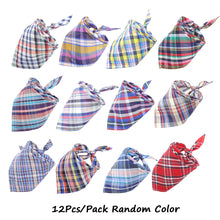 Load image into Gallery viewer, 12pcs/lot Summer Scottish Style Pet Neckerchief Pet Saliva Towel Triangle Scarf Cat Collar Dog Cat Accessories