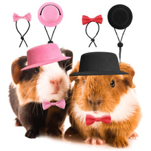 Load image into Gallery viewer, Pet Rabbit Guinea Pig Hamster Hedgehog Lizard Hat With Bow Tie Small Animal Top Hat Pet Costume Headgear