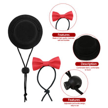 Load image into Gallery viewer, Pet Rabbit Guinea Pig Hamster Hedgehog Lizard Hat With Bow Tie Small Animal Top Hat Pet Costume Headgear