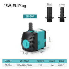 Load image into Gallery viewer, 3w 6w 10w 15w 25w Mute Aquarium Water Pump Ultra-Quiet Submersible Tank Fountain Side Suction Pump Energy-Saving Adjustable Fish Pond Filter 220V-240V