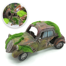 Load image into Gallery viewer, Fish Tank Decoration Landscaping Resin Wreck Old Car Hideaway Broken Vehicle House with Cave and Moss Aquarium Ornament Decor Accessory