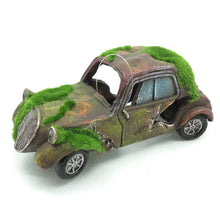 Load image into Gallery viewer, Fish Tank Decoration Landscaping Resin Wreck Old Car Hideaway Broken Vehicle House with Cave and Moss Aquarium Ornament Decor Accessory