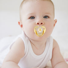 Load image into Gallery viewer, 26 Letters Initials Baby Pacifier and Pacifier Clips Gold Diamond BPA Free Silicone Nipples Newborn Dummy Soother with Crystal Rhinestone
