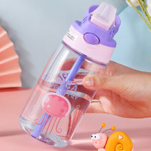 Load image into Gallery viewer, Kids Drinking Bottle with Straw Cartoon Portable Water Bottles BPA Free Children Bottle with Handle Children Kettle Portable Sports Bottle
