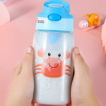 Load image into Gallery viewer, Kids Drinking Bottle with Straw Cartoon Portable Water Bottles BPA Free Children Bottle with Handle Children Kettle Portable Sports Bottle