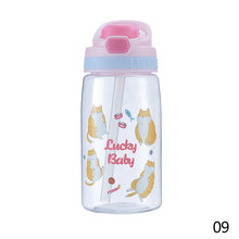 Load image into Gallery viewer, Kids Drinking Bottle with Straw Cartoon Portable Water Bottles BPA Free Children Bottle with Handle Children Kettle Portable Sports Bottle