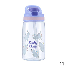 Load image into Gallery viewer, Kids Drinking Bottle with Straw Cartoon Portable Water Bottles BPA Free Children Bottle with Handle Children Kettle Portable Sports Bottle