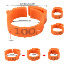 Load image into Gallery viewer, 100PCS Chicken Foot Ring Marker Adjustable Size 1-100 Number Poultry Leg Label Buckle Ring for Farm Chick Duck Goose Suplies