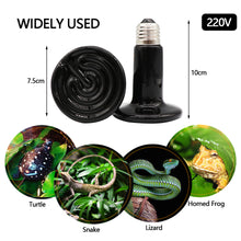 Load image into Gallery viewer, Reptile Heat Lamps Snake Tortoises Lizard Amphibian Heating Bulb Infrared Ceramic Lamp 220V 25w/50W/75W/100W/150W/200W Heating Equipment