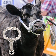Load image into Gallery viewer, Stainless Steel Pierce Free Cow Nose Ring Automatic Cattle Binding Nose Buckle Tool Nose Clamp with Spring Farm Supplies