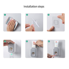 Load image into Gallery viewer, Automatic Bathroom Toothpaste Squeezer Toothpaste Dispenser Dust-proof Toothbrush Holder Wall Mount Stand Bathroom Accessories