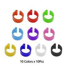 Load image into Gallery viewer, 100Pcs Pigeons Foot Ring 8/10x7mm Bird Foot Ring Outdoor Flight Training Tool Plastic Clip Ring Pigeon Dove Quail Foot Ring Competition Identification Label