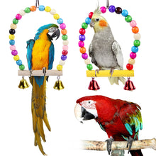 Load image into Gallery viewer, Natural Wooden Parrots Swing Toy Birds Parakeet Perch Hanging Swings Cage With Colorful Beads Bells Toys Parrot Cage Decoration Bird Supplies