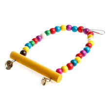 Load image into Gallery viewer, Natural Wooden Parrots Swing Toy Birds Parakeet Perch Hanging Swings Cage With Colorful Beads Bells Toys Parrot Cage Decoration Bird Supplies