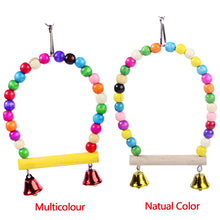 Load image into Gallery viewer, Natural Wooden Parrots Swing Toy Birds Parakeet Perch Hanging Swings Cage With Colorful Beads Bells Toys Parrot Cage Decoration Bird Supplies