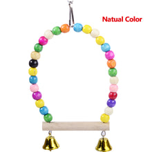 Load image into Gallery viewer, Natural Wooden Parrots Swing Toy Birds Parakeet Perch Hanging Swings Cage With Colorful Beads Bells Toys Parrot Cage Decoration Bird Supplies