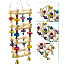 Load image into Gallery viewer, Natural Wooden Parrots Swing Toy Birds Parakeet Perch Hanging Swings Cage With Colorful Beads Bells Toys Parrot Cage Decoration Bird Supplies