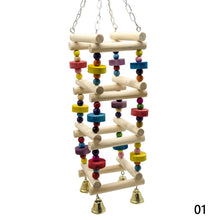 Load image into Gallery viewer, Natural Wooden Parrots Swing Toy Birds Parakeet Perch Hanging Swings Cage With Colorful Beads Bells Toys Parrot Cage Decoration Bird Supplies