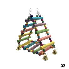 Load image into Gallery viewer, Natural Wooden Parrots Swing Toy Birds Parakeet Perch Hanging Swings Cage With Colorful Beads Bells Toys Parrot Cage Decoration Bird Supplies