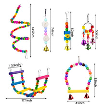 Load image into Gallery viewer, 6Pack Parrots Toys Bird Cage Toys for Parrots Swing Hanging Chewing Bite Bridge Wooden Beads Ball Bell Toys