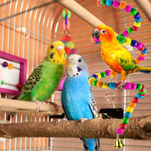 Load image into Gallery viewer, Natural Wooden Parrots Swing Toy Birds Parakeet Perch Hanging Swings Cage With Colorful Beads Bells Toys Parrot Cage Decoration Bird Supplies