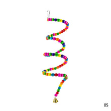 Load image into Gallery viewer, Natural Wooden Parrots Swing Toy Birds Parakeet Perch Hanging Swings Cage With Colorful Beads Bells Toys Parrot Cage Decoration Bird Supplies