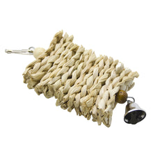 Load image into Gallery viewer, 1PC Bird Parrot Chew Toy Wooden Grass Chewing Bite Hanging Cage Swing Climb Chew Toys with Bell Natural Corn Hull Weaving