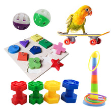 Load image into Gallery viewer, 9Pcs Bird Training Toys Set Parrot Wooden Block Puzzle Toy Stacking Color Ring Skateboard Nuts Bolts Foot Ball Toys Foraging Toy