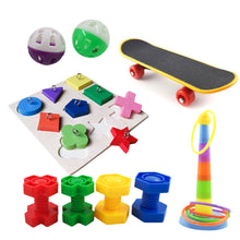 Load image into Gallery viewer, 9Pcs Bird Training Toys Set Parrot Wooden Block Puzzle Toy Stacking Color Ring Skateboard Nuts Bolts Foot Ball Toys Foraging Toy