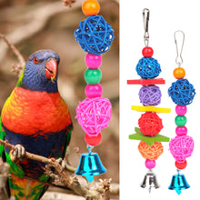 Load image into Gallery viewer, 1PC Bird Parrot Chew Toy Ratten Balls Chewing Bite Hanging Cage Swing Climb Chew Toys with Bell Bird Supplies