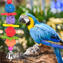 Load image into Gallery viewer, 1PC Bird Parrot Chew Toy Ratten Balls Chewing Bite Hanging Cage Swing Climb Chew Toys with Bell Bird Supplies