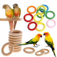 Load image into Gallery viewer, 10Pcs Pet Bird Parrot Intelligence Toys Natural Wooden Ring Parrot Training Toy Chew Bite Toys For Budgies Parakeet Growth Toy Bird Supplies DIY Accessories Home Decoration