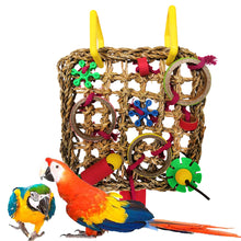 Load image into Gallery viewer, Bird Climbing Net Parrot Toys Woven Seagrass Biting Hanging Hemp Rope Swing Play Ladder Chew Foraging Funny Colorful Parrot Toys