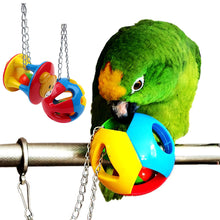 Load image into Gallery viewer, Pets Parrot Plastic Hollow Ball Flower Shape Bell Ring Hanging Chew Toy Parakeet Chain Ball Toys Swing Cage Hanging Bird Bites Toy