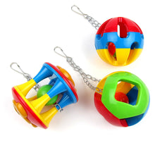Load image into Gallery viewer, Pets Parrot Plastic Hollow Ball Flower Shape Bell Ring Hanging Chew Toy Parakeet Chain Ball Toys Swing Cage Hanging Bird Bites Toy
