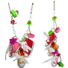Load image into Gallery viewer, Mini Canvas Plastic Shoes Flower Parrot Toy Swing Bird Parakeet Hanging Pet Cage Decor Colorful Hanging Bird Entertainment Toys