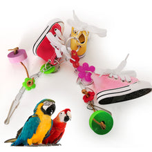 Load image into Gallery viewer, Mini Canvas Plastic Shoes Flower Parrot Toy Swing Bird Parakeet Hanging Pet Cage Decor Colorful Hanging Bird Entertainment Toys