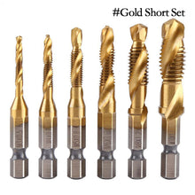 Load image into Gallery viewer, 6Pcs Screw Tap HSS4341 Hex Shank Thread Tap M3 M4 M5 M6 M8 M10 Metric Tap Drill Bits Threading Tools Hand Tool