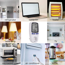 Load image into Gallery viewer, EU Plug Digital Voltage Wattmeter Power Meter Consumption Watt Energy KWh Socket 220V 230V AC Electricity Fees Analyzer Monitor