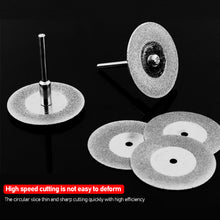 Load image into Gallery viewer, 10Pcs/Set 30mm Diamond Cutting Discs and 2 Arbor Shaft CutOff Blade Drill Bit Dremel Accessories Rotary Tool Abrasive Cut Metal