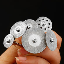 Load image into Gallery viewer, 10Pcs/Set 30mm Diamond Cutting Discs and 2 Arbor Shaft CutOff Blade Drill Bit Dremel Accessories Rotary Tool Abrasive Cut Metal