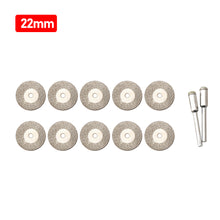 Load image into Gallery viewer, 10Pcs/Set 30mm Diamond Cutting Discs and 2 Arbor Shaft CutOff Blade Drill Bit Dremel Accessories Rotary Tool Abrasive Cut Metal