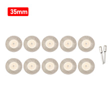 Load image into Gallery viewer, 10Pcs/Set 30mm Diamond Cutting Discs and 2 Arbor Shaft CutOff Blade Drill Bit Dremel Accessories Rotary Tool Abrasive Cut Metal