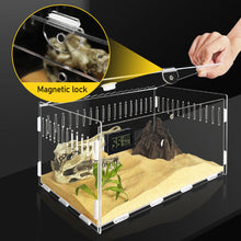 Load image into Gallery viewer, Transparent Acrylic Reptile Box for Spiders Tortoise Lizard Breeding Insect Box Vents Sliding Small Pet